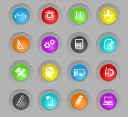 engineering colored plastic round buttons icon set