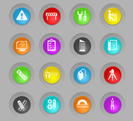 engineering colored plastic round buttons icon set