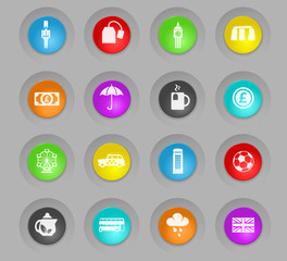 england colored plastic round buttons icon set