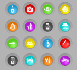 father day colored plastic round buttons icon set