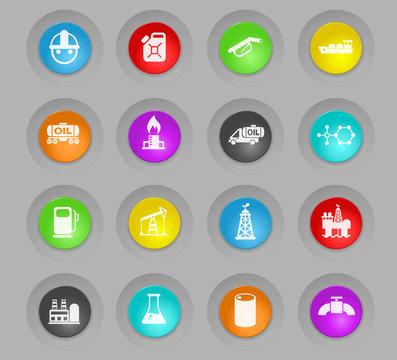 extraction of oil colored plastic round buttons icon set