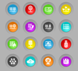 hosting provider colored plastic round buttons icon set
