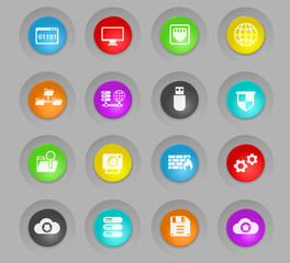 hosting provider colored plastic round buttons icon set