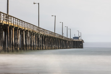 A long exposure shot by a pier on Avila beach
