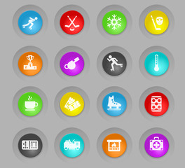 ice rink colored plastic round buttons icon set
