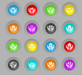 insurance colored plastic round buttons icon set