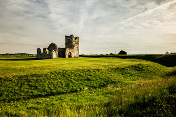 Ruined church on a mound