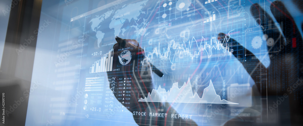 Poster Financial technology flowchart and basic income mining cryptocurrency with blockchain startup unicorn crypto money virtual diagram.StartUp Programming Team. Website designer working 