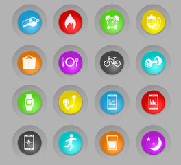 monitoring apps colored plastic round buttons icon set