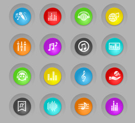 musical colored plastic round buttons icon set