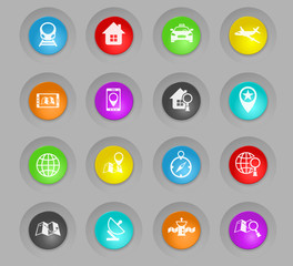 navigation colored plastic round buttons icon set
