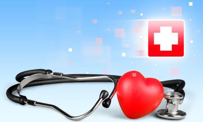 Medical Stethoscope with Heart isolated on  background