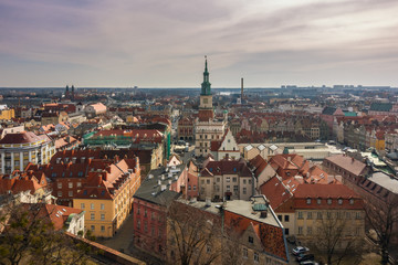 Naklejka na ściany i meble Top view of the old town in Poznan, Poland