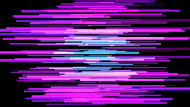 Glitch effect purple tv signal on black background. Seamless looping animation.
