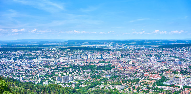 Panoramic view of Zurich in Switzerland