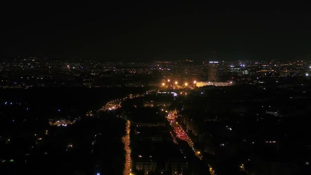 Aerial France Paris Night 90mm Zoom 4K