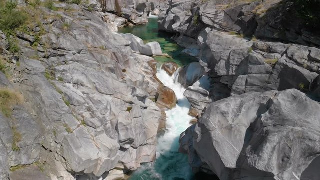 River in Verzasca valley with Swiss Alps in canton Ticino, Switzerland, Europe.