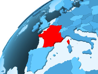 France on blue globe
