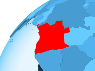Angola on blue globe