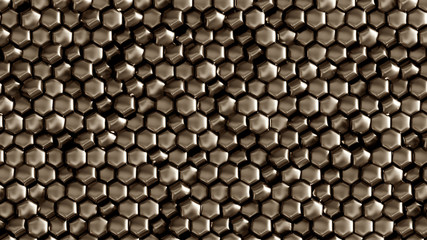 Silver geometric background with hexagons. 3d illustration, 3d rendering.
