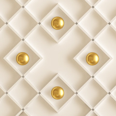 Architectural, interior pattern, white, yellow, gold texture wall. 3d illustration, 3d rendering.