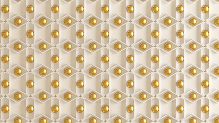 Architectural, interior pattern, white, yellow, gold texture wall. 3d illustration, 3d rendering.