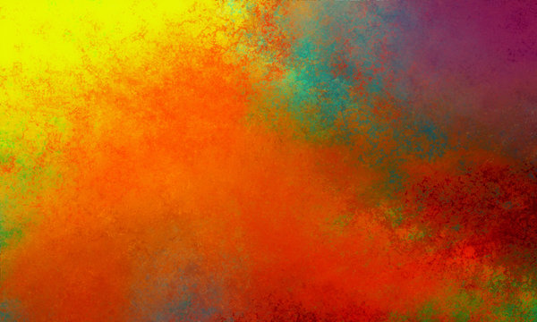 abstract background design in colorful orange gold yellow purple blue green and red colors an texture, sunset clouds or sunrise painting or illustration concept