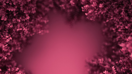 Beautiful pink background with leaves, season of the year. 3d illustration, 3d rendering.