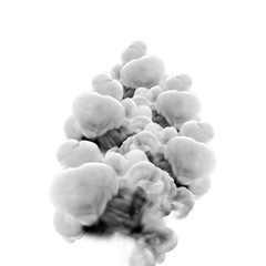 Gray smoke on white background. 3d illustration, 3d rendering.