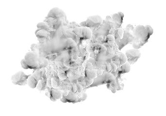 Gray smoke on white background. 3d illustration, 3d rendering.