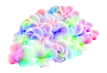 Multicolor smoke on white background. 3d illustration, 3d rendering.