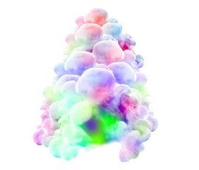 Multicolor smoke on white background. 3d illustration, 3d rendering.