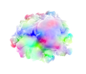 Multicolor smoke on white background. 3d illustration, 3d rendering.