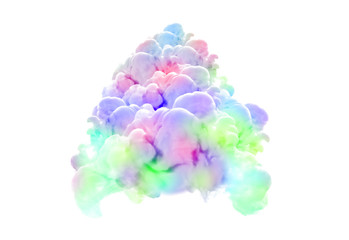 Multicolor smoke on white background. 3d illustration, 3d rendering.