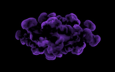 Purple smoke on a black background. 3d illustration, 3d rendering.