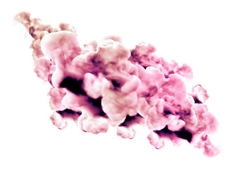 Pink smoke on white background. 3d illustration, 3d rendering.