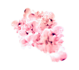 Pink smoke on white background. 3d illustration, 3d rendering.