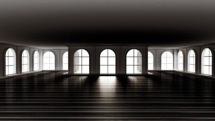 Fototapeta na wymiar Luxury gloomy empty interior. 3d illustration, 3d rendering.