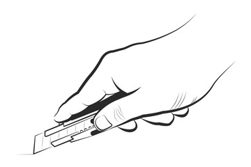 Hand holding utility knife