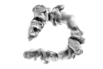 Gray smoke on white background. 3d illustration, 3d rendering.