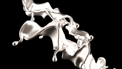 Luxury silver splash of liquid. 3d illustration, 3d rendering.