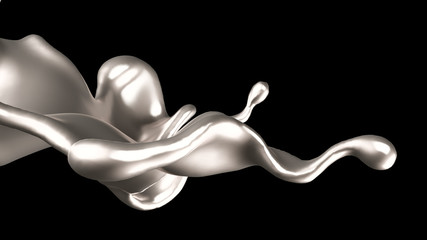 Fototapeta na wymiar Luxury silver splash of liquid. 3d illustration, 3d rendering.