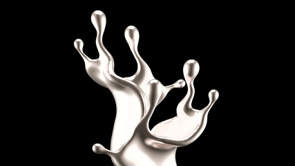 Fototapeta premium Luxury silver splash of liquid. 3d illustration, 3d rendering.