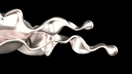 Luxury silver splash of liquid. 3d illustration, 3d rendering.