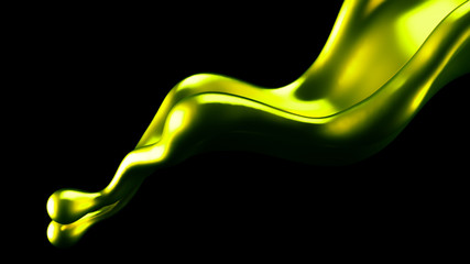 Luxury golden splash of liquid. 3d illustration, 3d rendering.