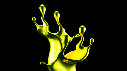 Fototapeta premium Luxury golden splash of liquid. 3d illustration, 3d rendering.