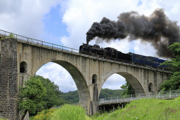めがね橋 (岩手県遠野市)とSL