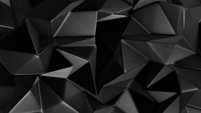 Black crystal background with triangles. 3d illustration, 3d rendering. © Pierell