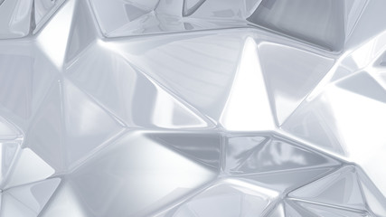 White crystal background with triangles. 3d illustration, 3d rendering.