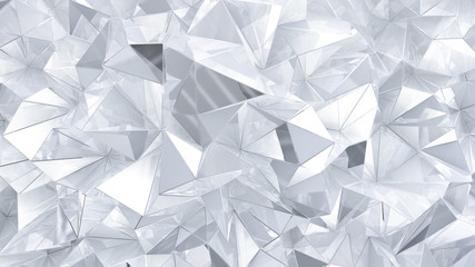 Naklejka na ściany i meble White crystal background with triangles. 3d illustration, 3d rendering.